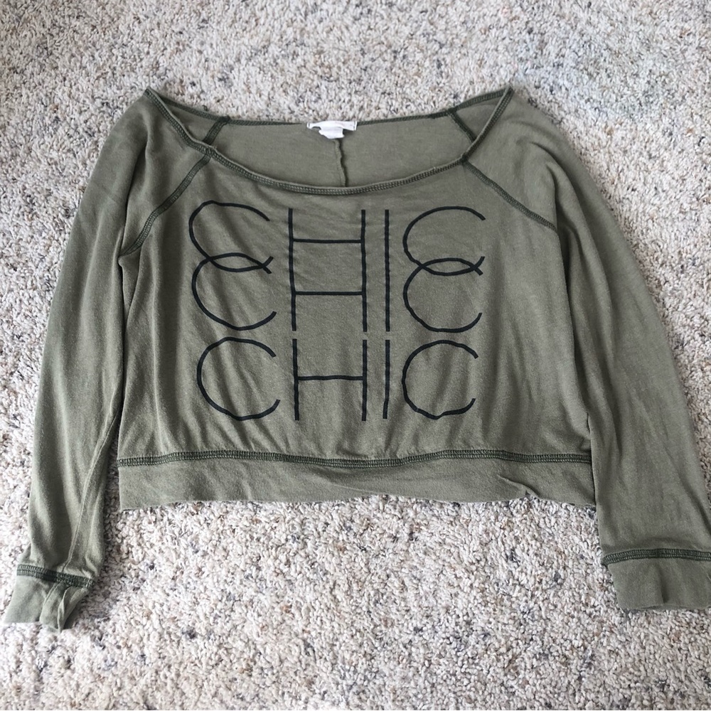Olive Green Cropped Blouse S